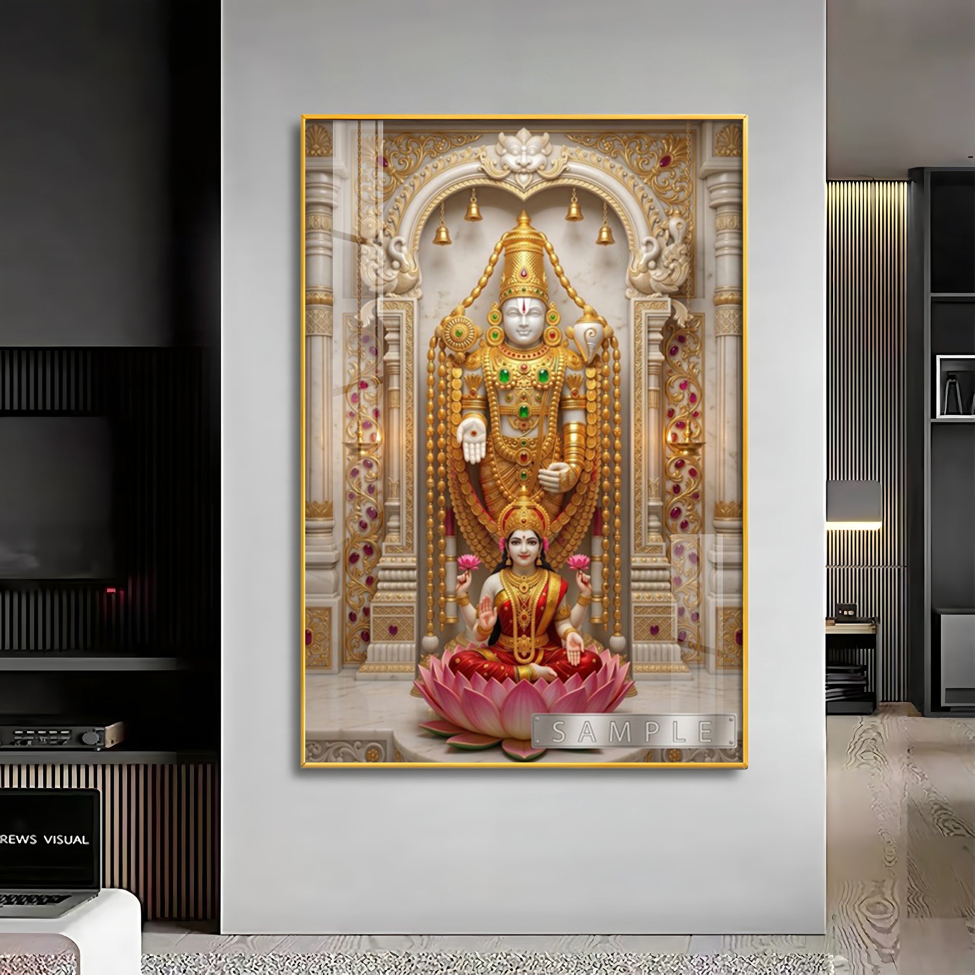 Tirupati Balaji With Devi Lakshmi Premium Acrylic Vertical Wall Art