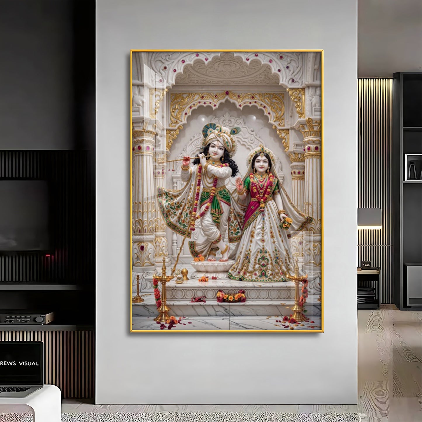 Grace Of Radha Krishna Love Premium Acrylic Vertical Wall Art