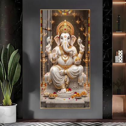 Divine Blessings Of Ganesh Ji Premium Acrylic Vertical Wall Art