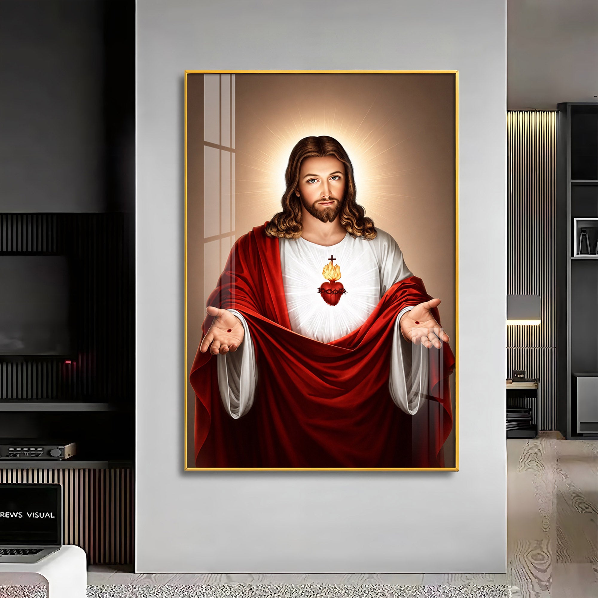 Jesus Christ With The Sacred Heart Premium Acrylic Vertical Wall Art