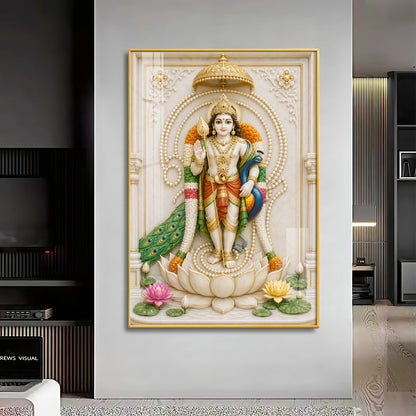 Divine Karthikeya Premium Acrylic Vertical Wall Art