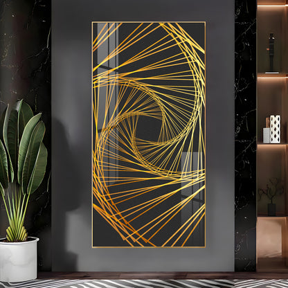 Abstract Golden Lines Design Premium Acrylic Vertical Wall Art