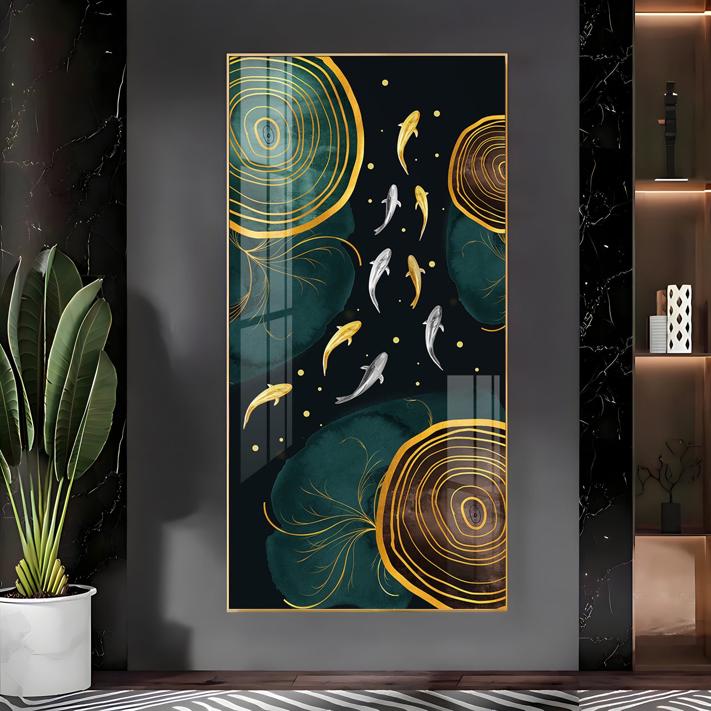 Fishes In Ocean Premium Acrylic Vertical Wall Art