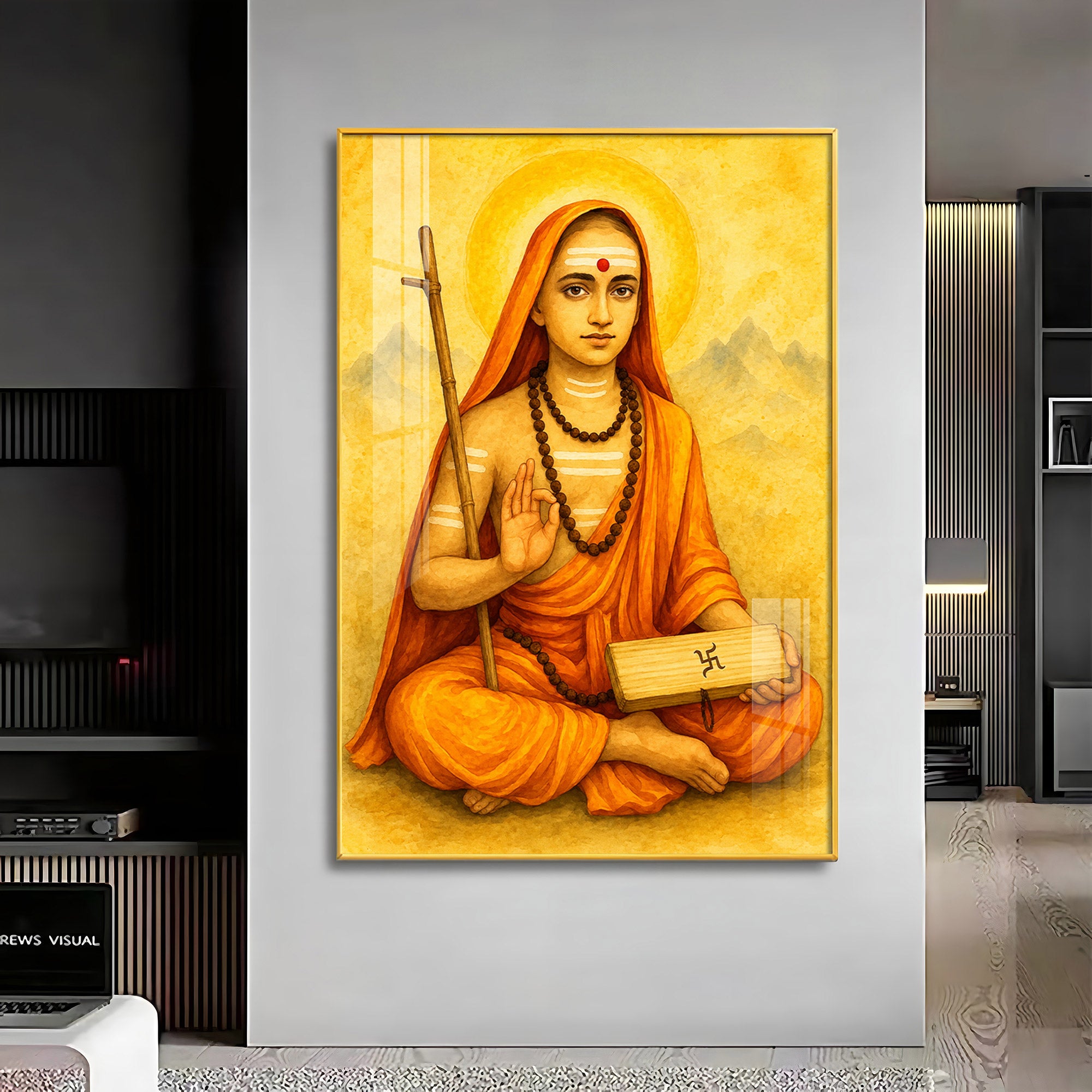 Shri Shankaracharya Ji Premium Acrylic Vertical Wall Art