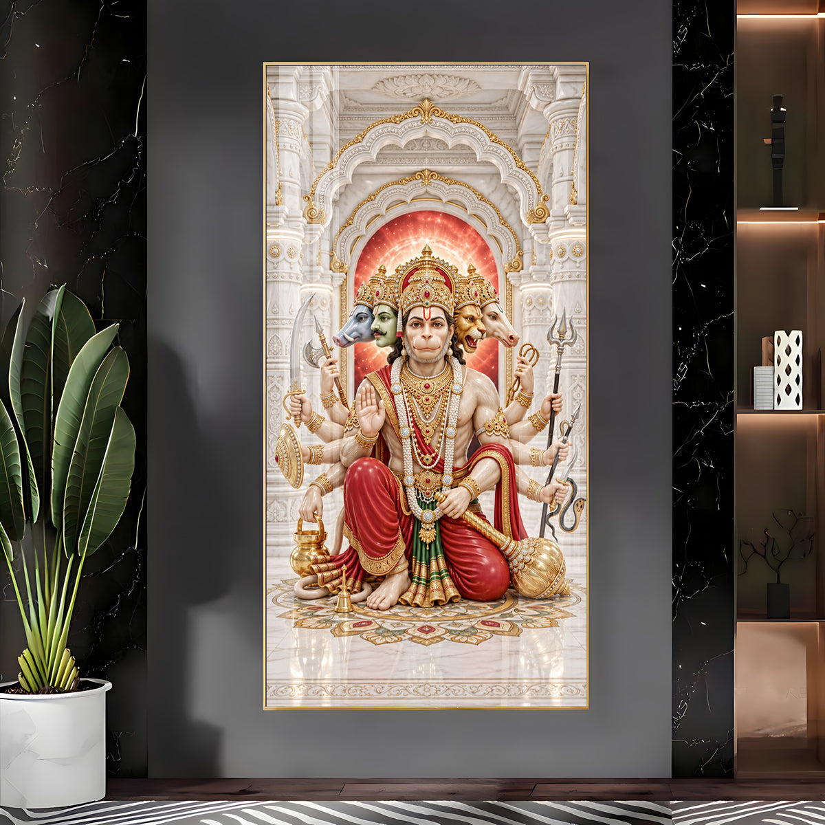 Panchmukhi Hanumanji Premium Acrylic Vertical Wall Art