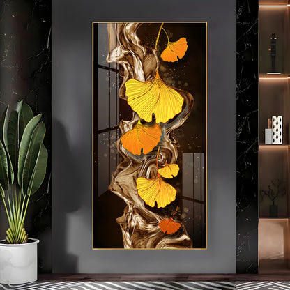 Glittering Ginkgo Premium Acrylic Vertical Wall Art