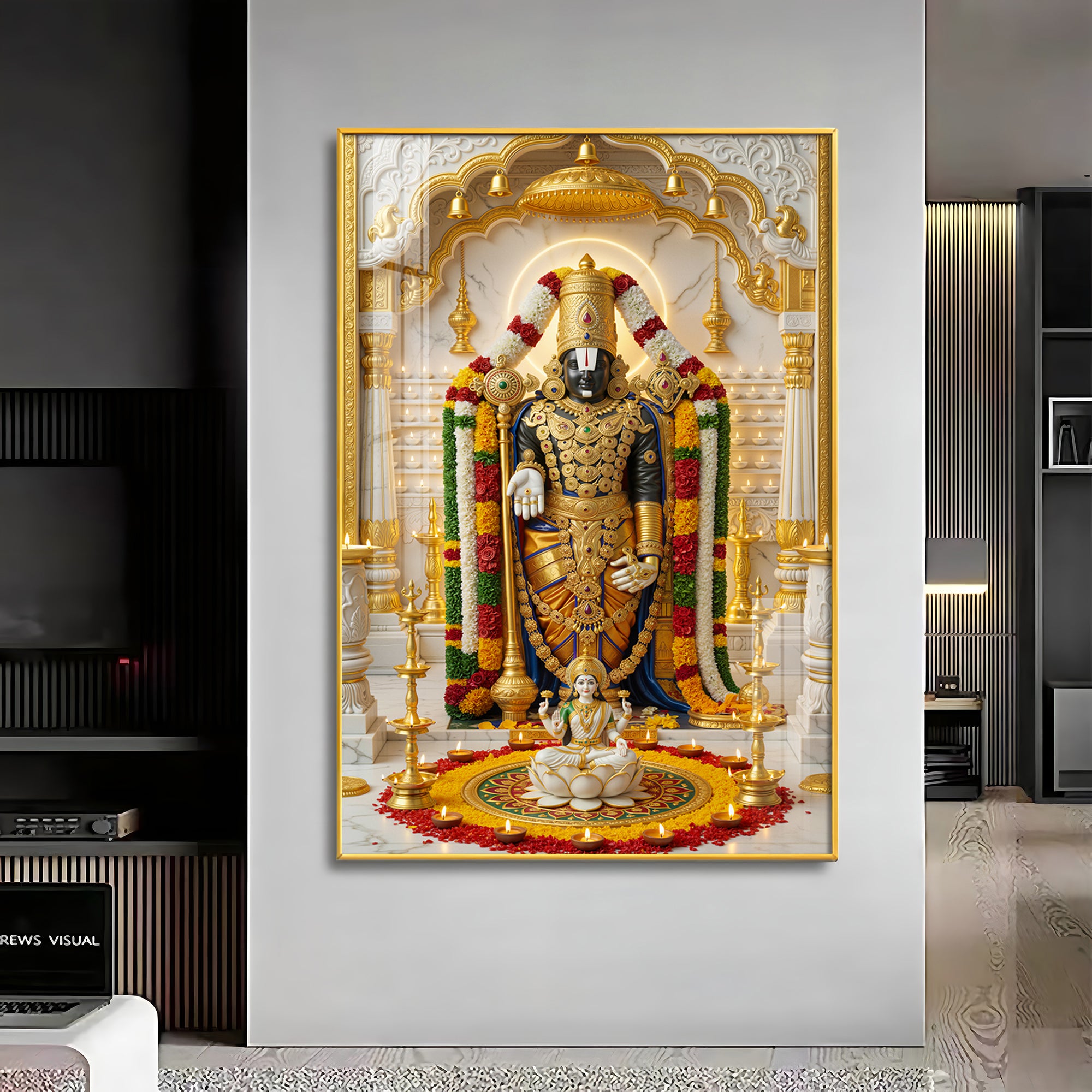 Depiction of Lord Venkateswara Premium Acrylic Vertical Wall Art
