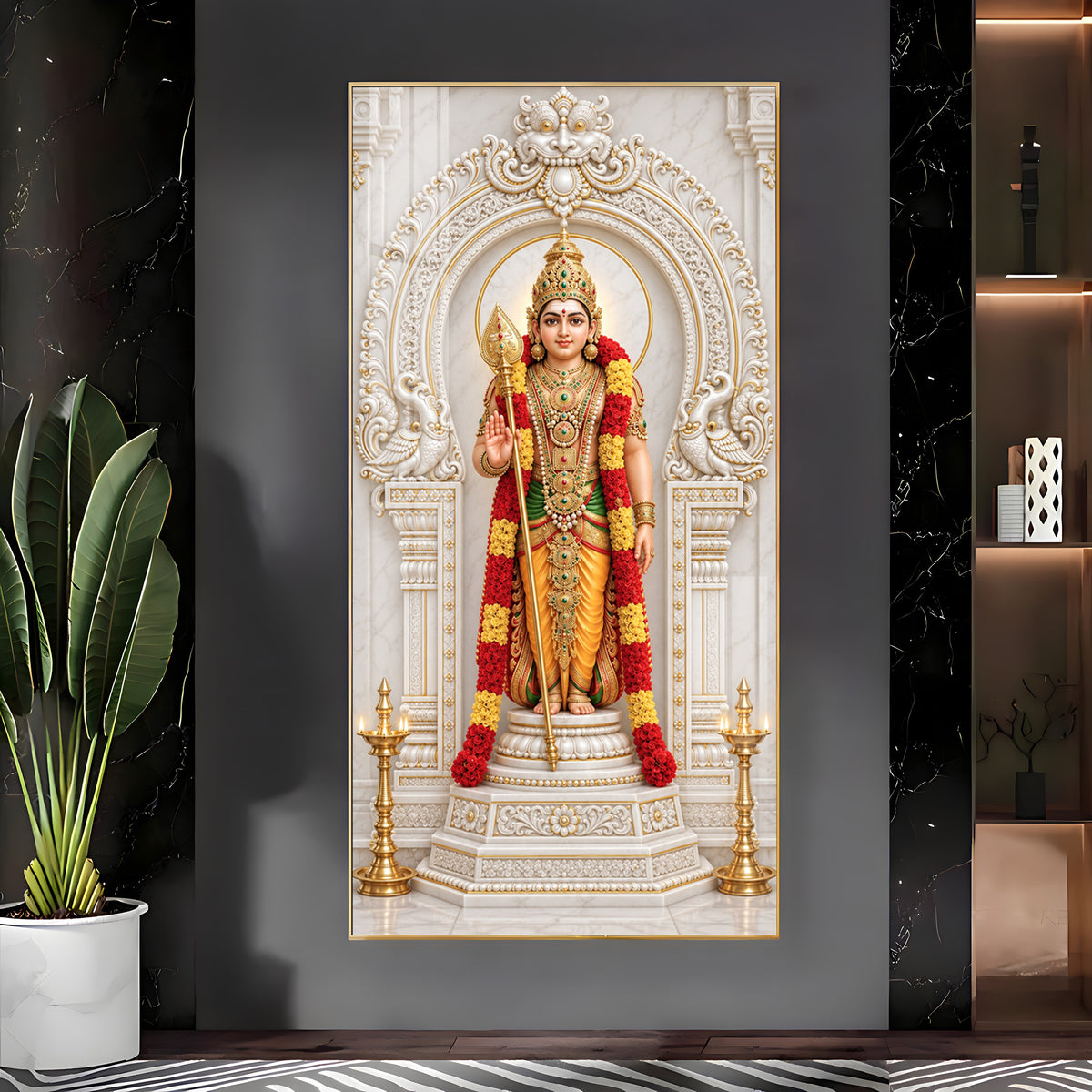 Divine Murugan With Vel Premium Acrylic Vertical Wall Art