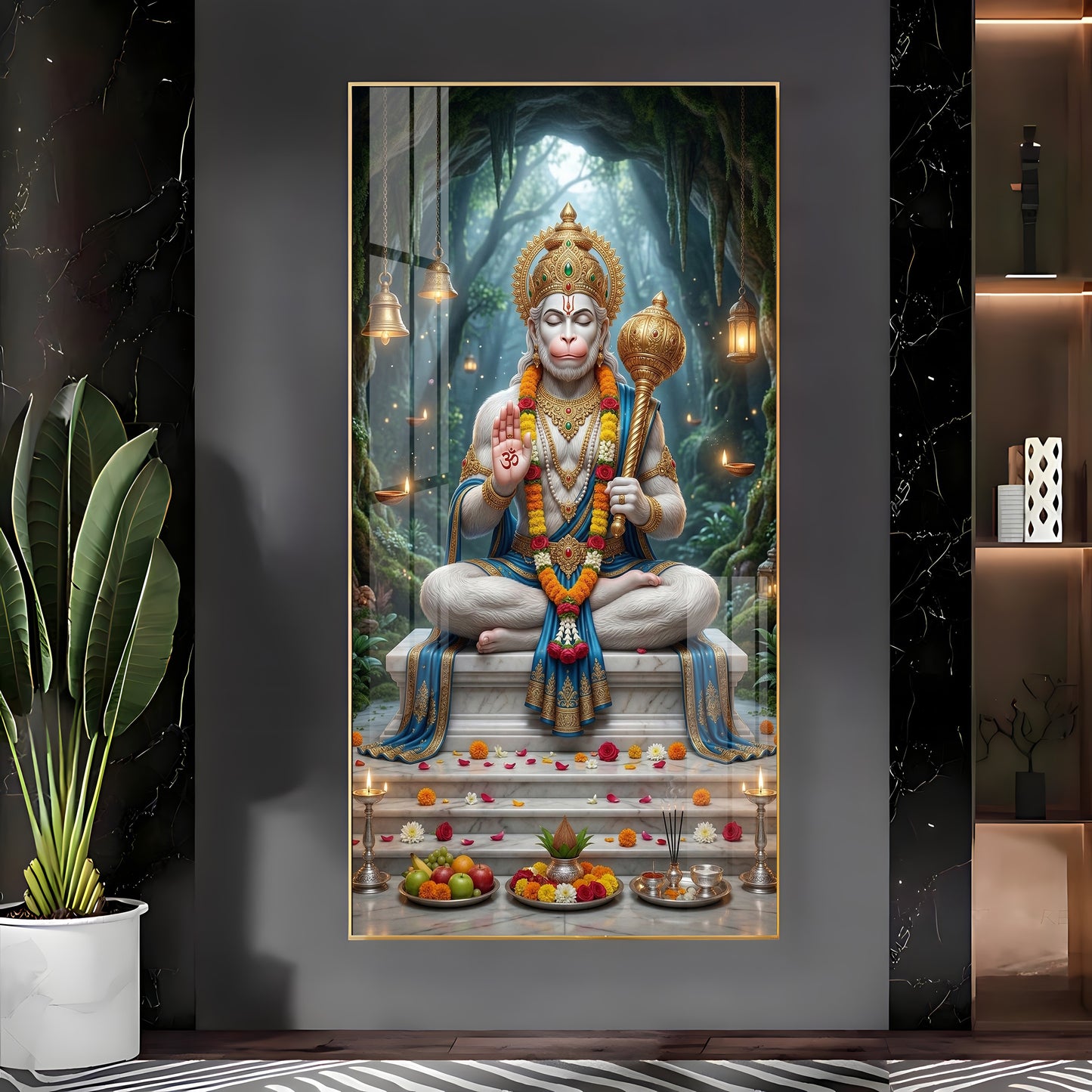 Divine Harmony Of Lord Hanuman Premium Acrylic Vertical Wall Art