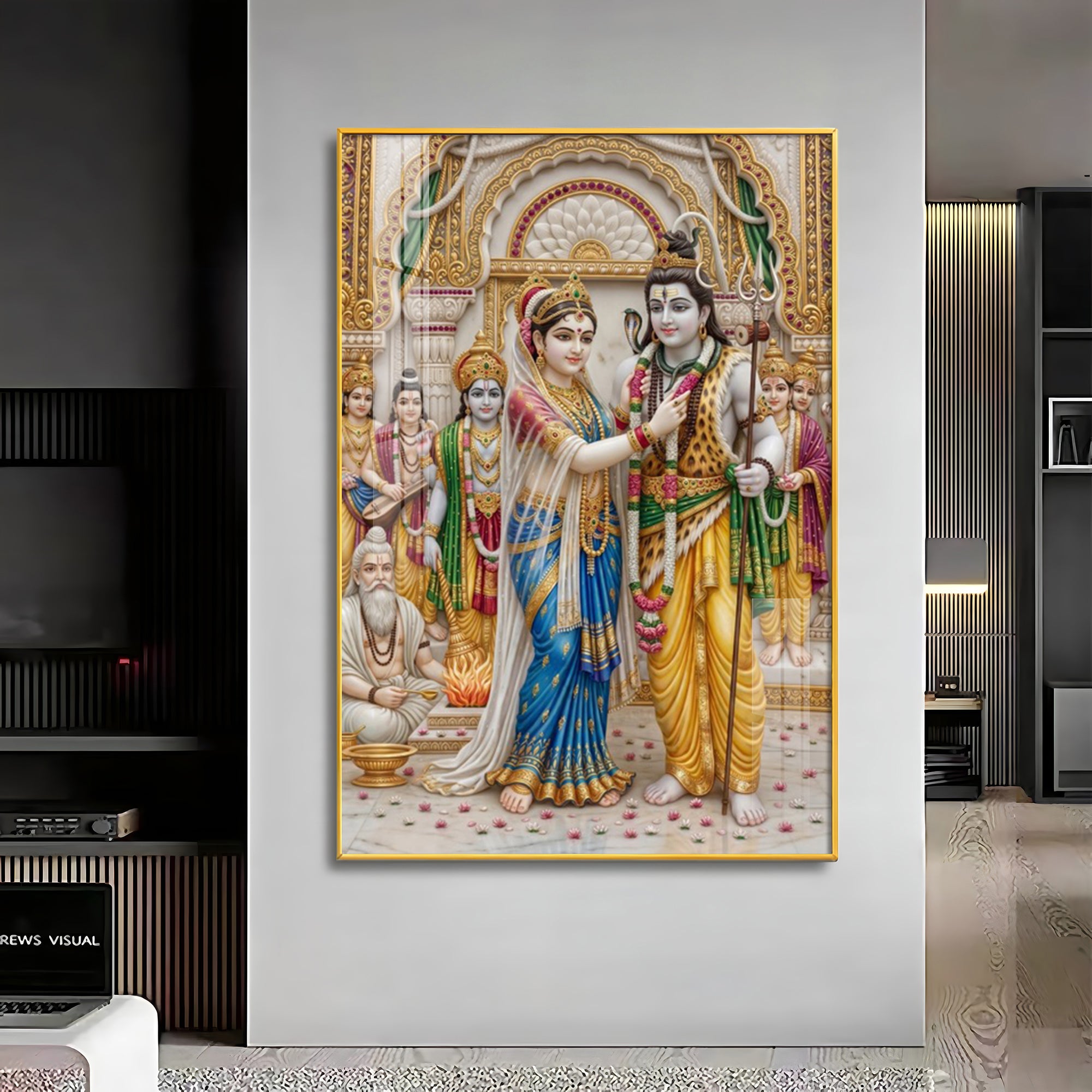 Lord Shiva Devi Parvati Marriage Ceremony Premium Acrylic Vertical Wall Art