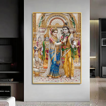 Lord Shiva Devi Parvati Marriage Ceremony Premium Acrylic Vertical Wall Art