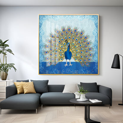 Peacock Premium Acrylic Square Wall Art