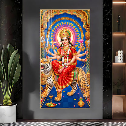 Goddess Durga Divine Premium Acrylic Vertical Wall Art