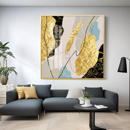 Abstract Gold & Black Premium Acrylic Square Wall Art
