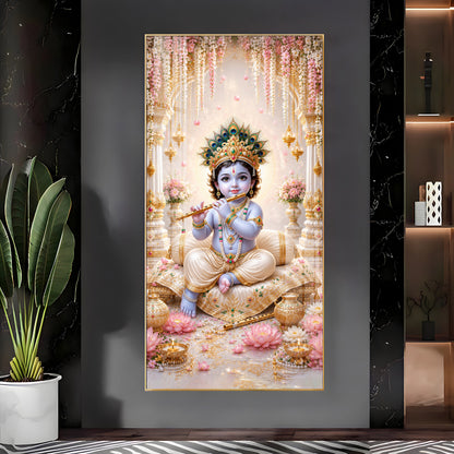 Baal Krishna Premium Acrylic Vertical Wall Art