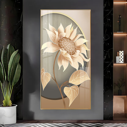 Modern Metal Sunflower Premium Acrylic Vertical Wall Art
