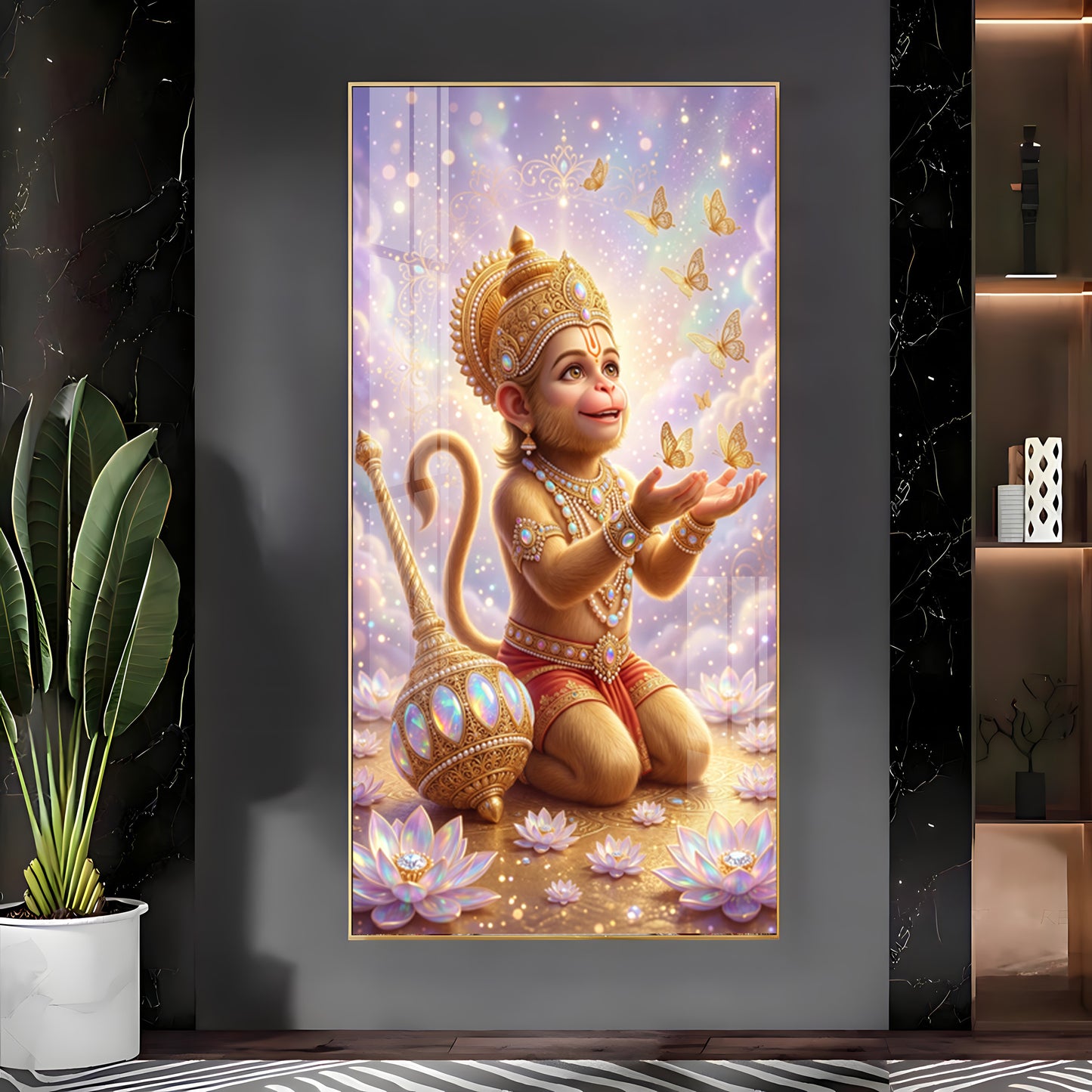 Bal Hanuman Ji Premium Acrylic Vertical Wall Art