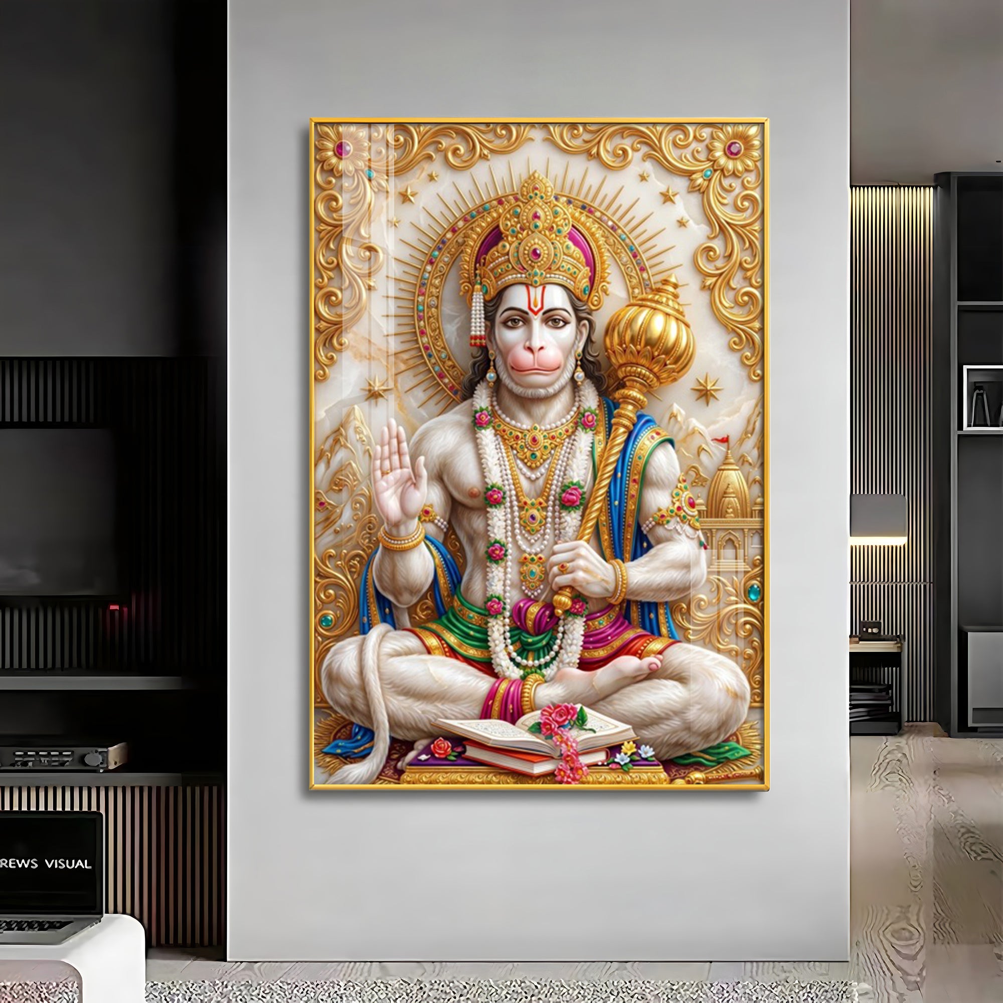 Divine Lord Hanuman Ji Premium Acrylic Vertical Wall Art