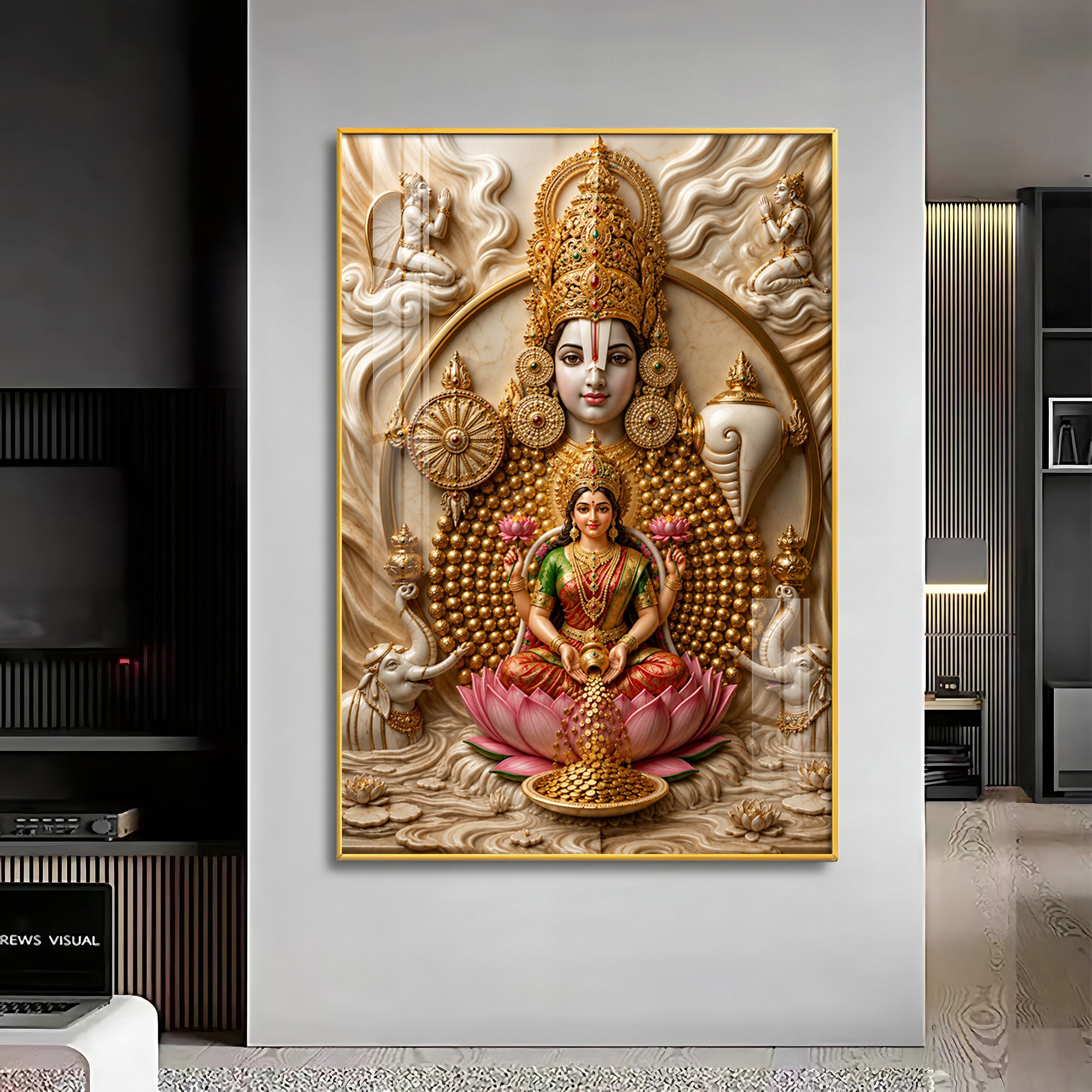Lord Venkateswara & Goddess Lakshmi Premium Acrylic Vertical Wall Art