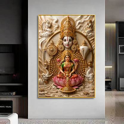 Lord Venkateswara & Goddess Lakshmi Premium Acrylic Vertical Wall Art
