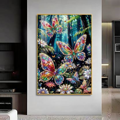 Multicolored Butterflies Premium Acrylic Vertical Wall Art