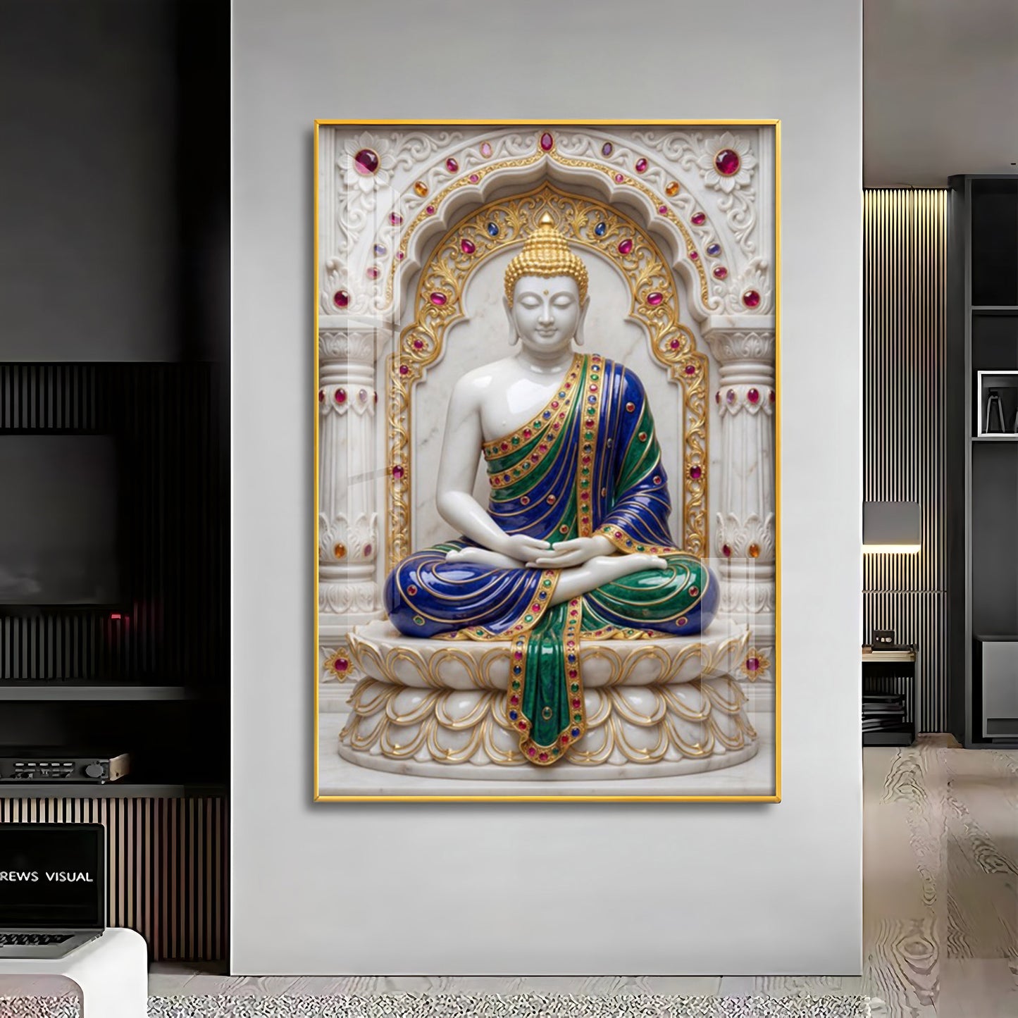Enlightened Buddha in Royal Robes Premium Acrylic Vertical Wall Art