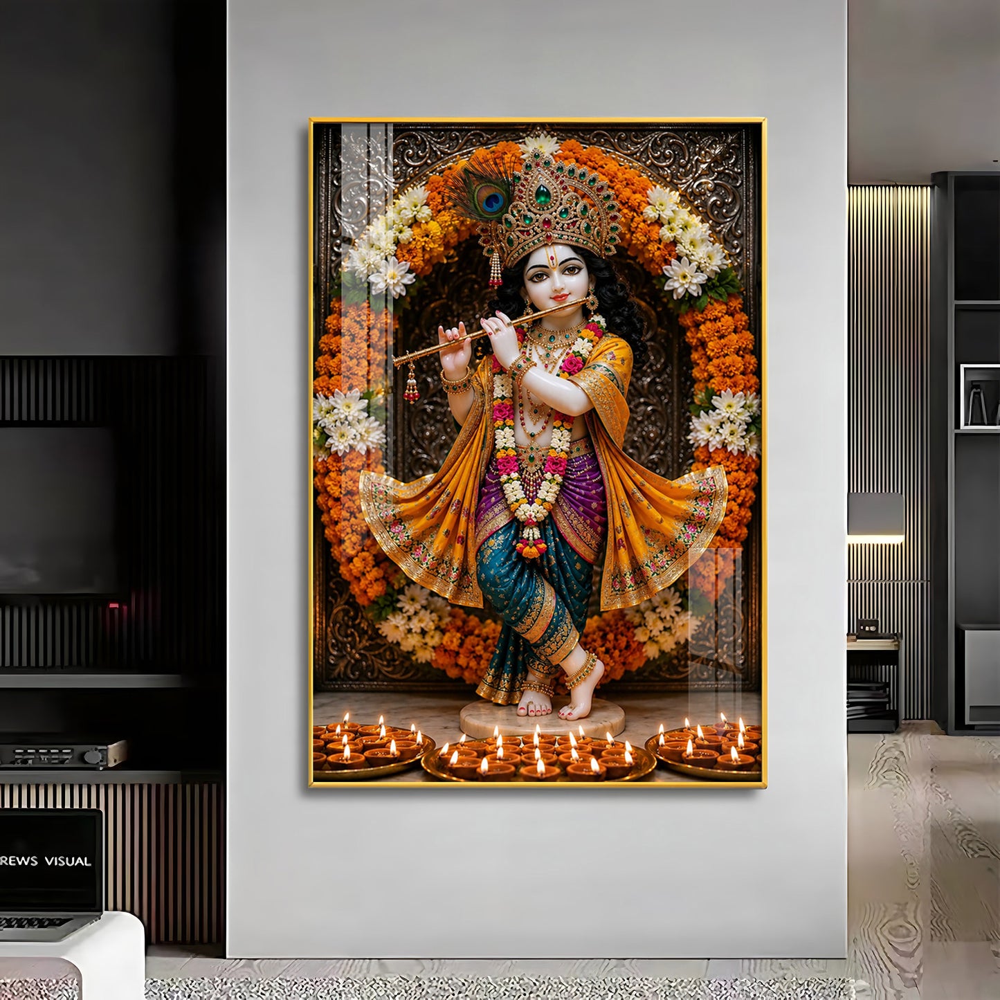Beautiful Shree Krishna Premium Acrylic Vertical Wall Art