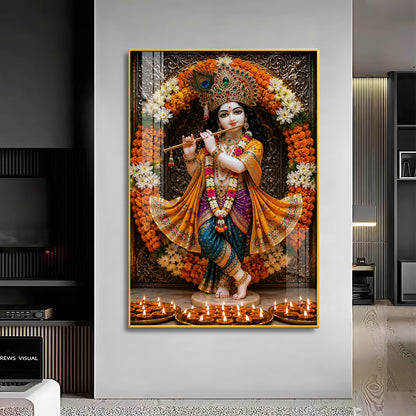 Beautiful Shree Krishna Premium Acrylic Vertical Wall Art
