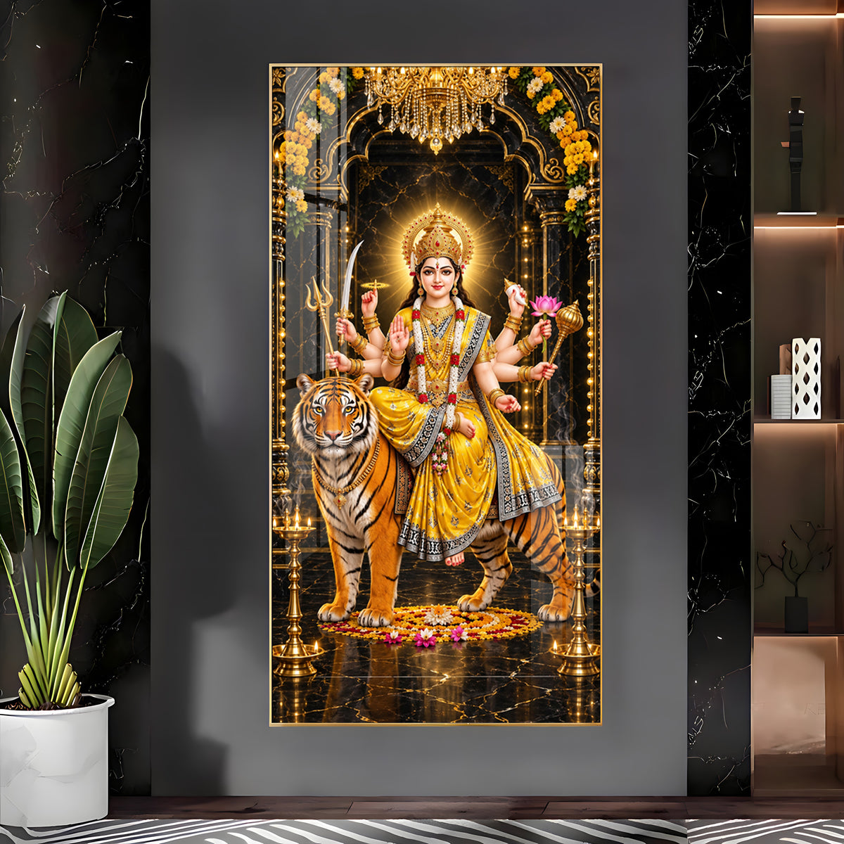 Pitambari Maa Durga Premium Acrylic Vertical Wall Art