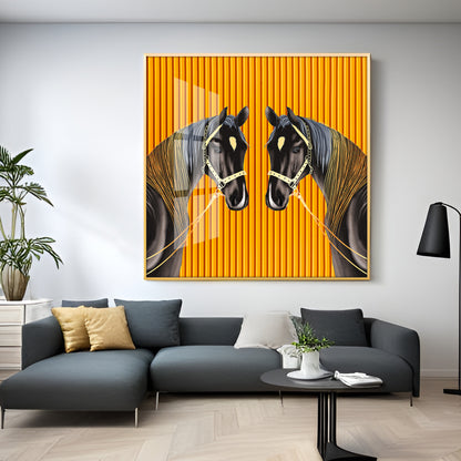 Couple Horse Premium Acrylic Square Wall Art