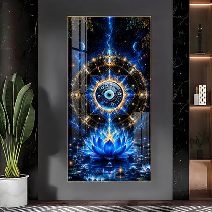 Cosmic Evil Eye With Lotus Premium Acrylic Vertical Wall Art