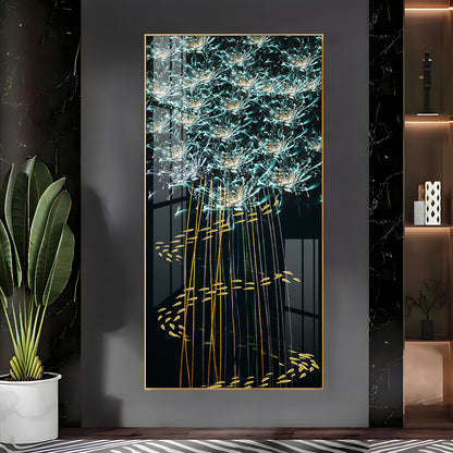 Fishes With Flowers Premium Acrylic Vertical Wall Art