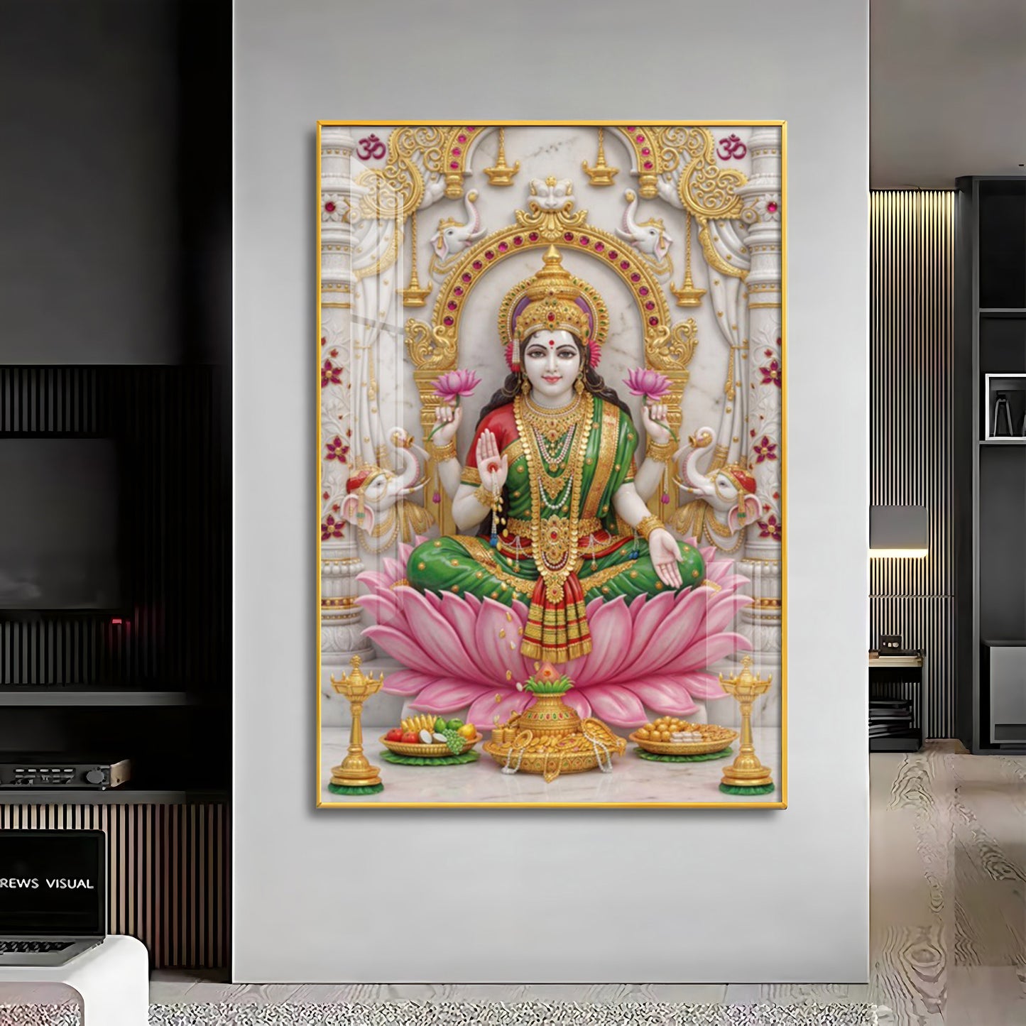 Peaceful Presence Of Maa Laxmi Premium Acrylic Vertical Wall Art
