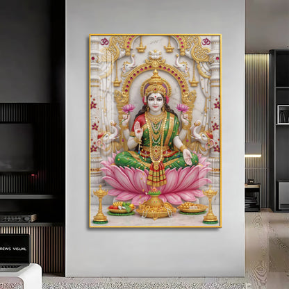 Peaceful Presence Of Maa Laxmi Premium Acrylic Vertical Wall Art