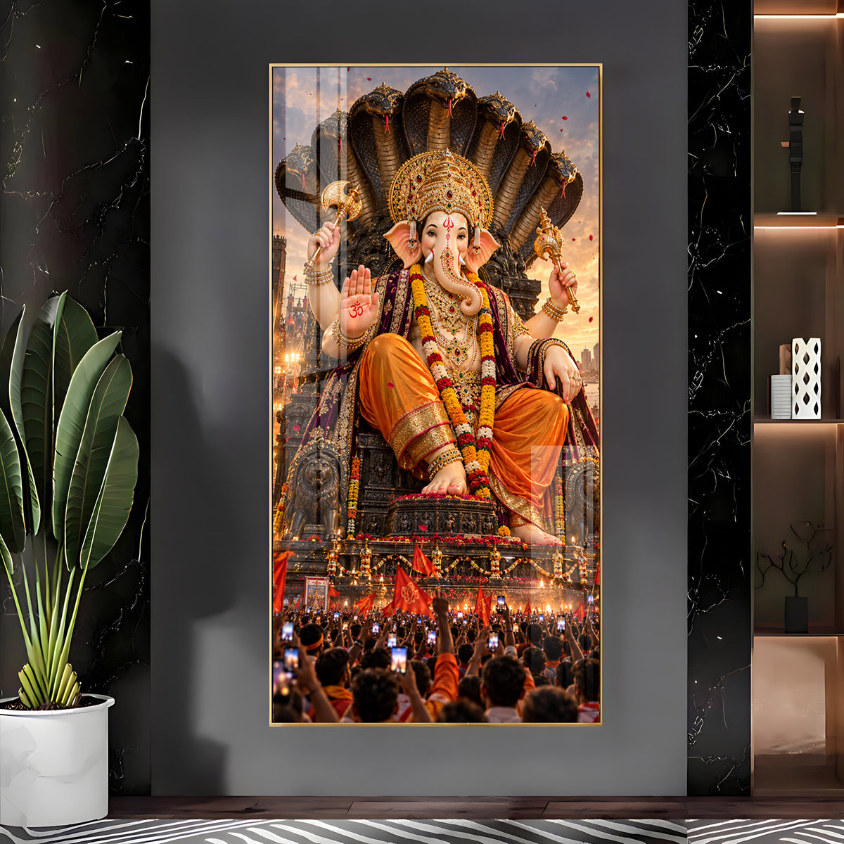 Lalbaugcha Raja Sheshnag Darshan Premium Acrylic Vertical Wall Art