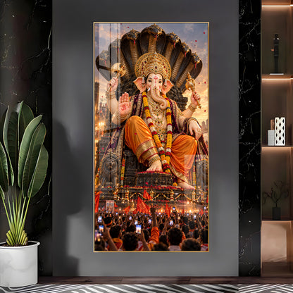 Lalbaugcha Raja Sheshnag Darshan Premium Acrylic Vertical Wall Art