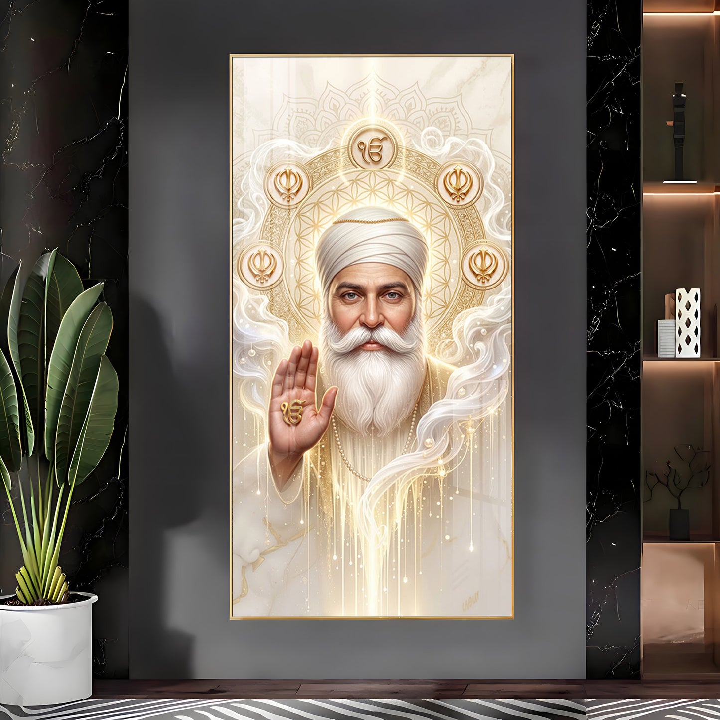 Guru Nanak Ji With Ik Onkar Premium Acrylic Vertical Wall Art