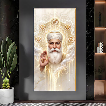 Guru Nanak Ji With Ik Onkar Premium Acrylic Vertical Wall Art