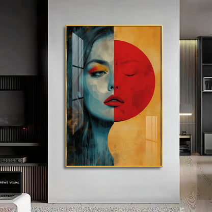 Abstract Serenity Modern Woman Premium Acrylic Vertical Wall Art