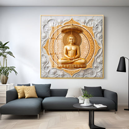 Lord Mahavir In A Meditative Pose Premium Acrylic Square Wall Art