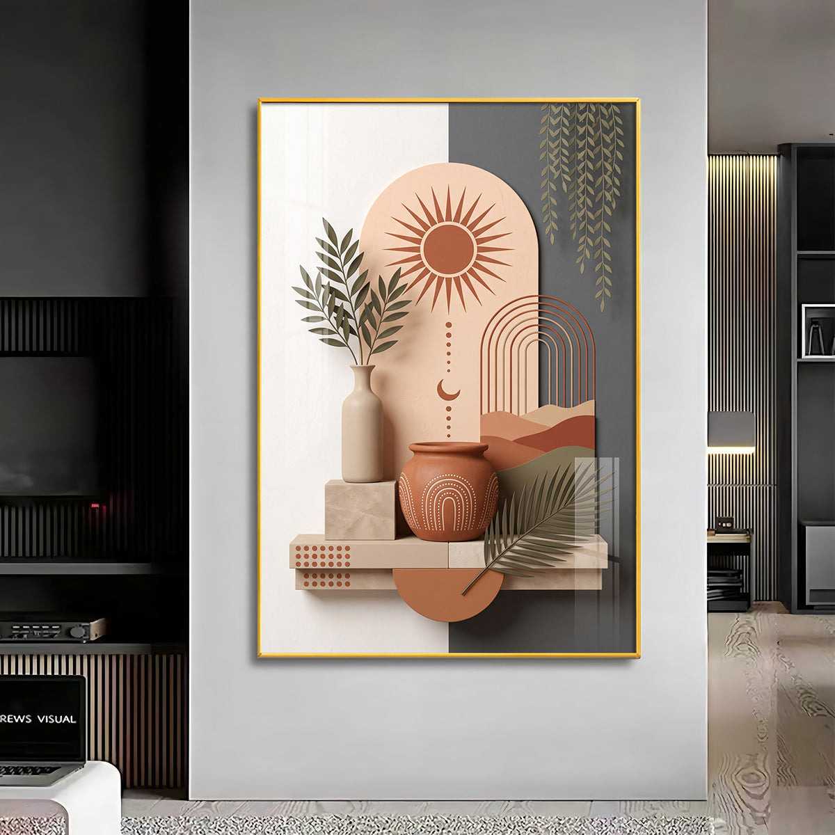 Terracotta Sun & Pottery Boho Premium Acrylic Vertical Wall Art