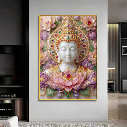 Lord Gautam Buddha Premium Acrylic Vertical Wall Art