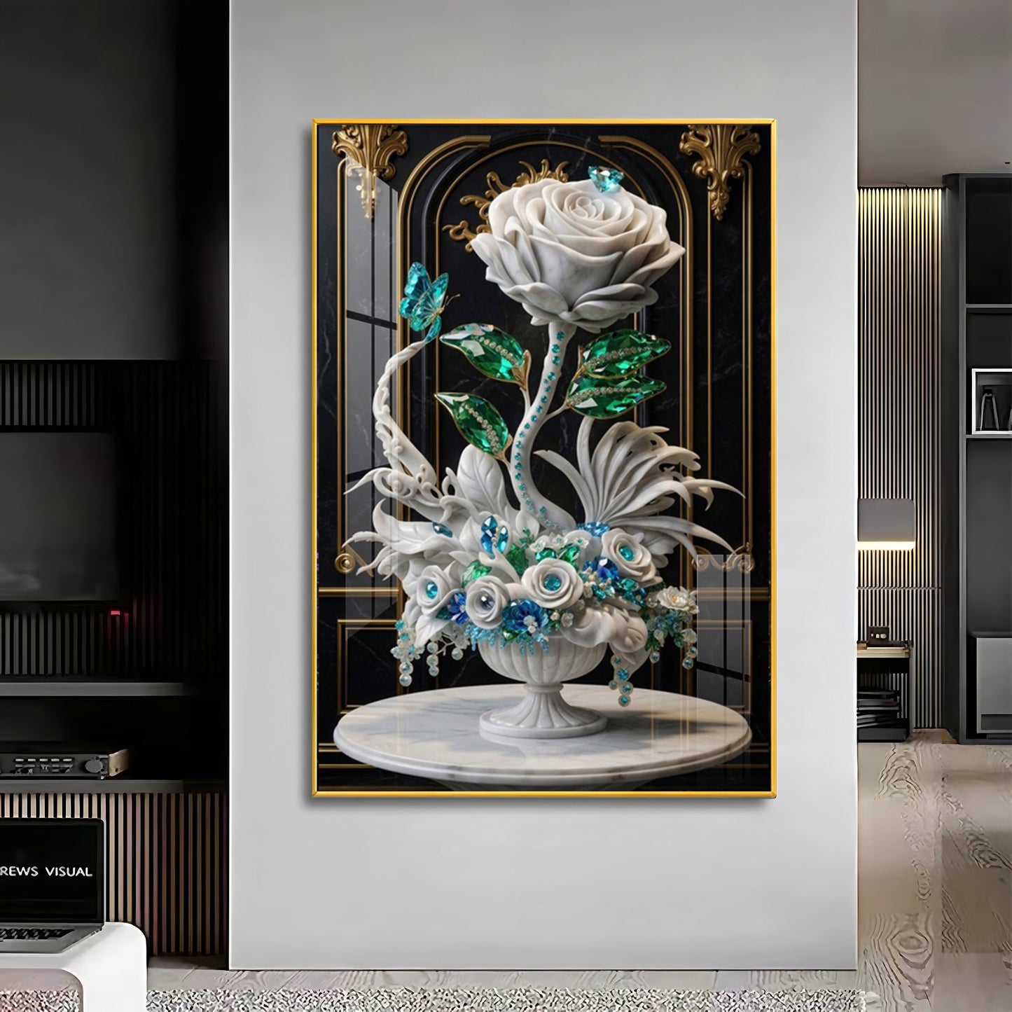 White Rose Premium Acrylic Vertical Wall Art