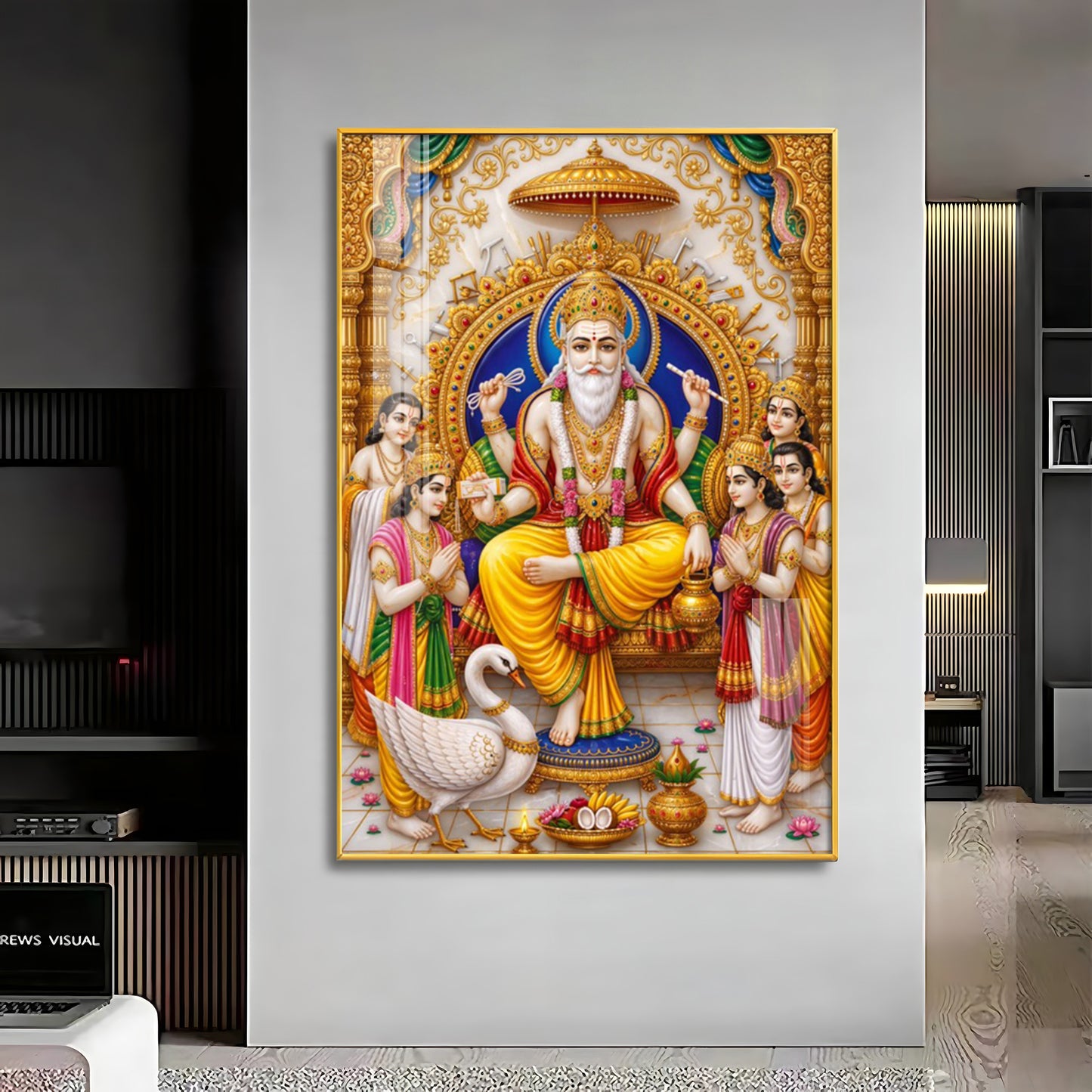 Divine Lord Vishwakarma Premium Acrylic Vertical Wall Art
