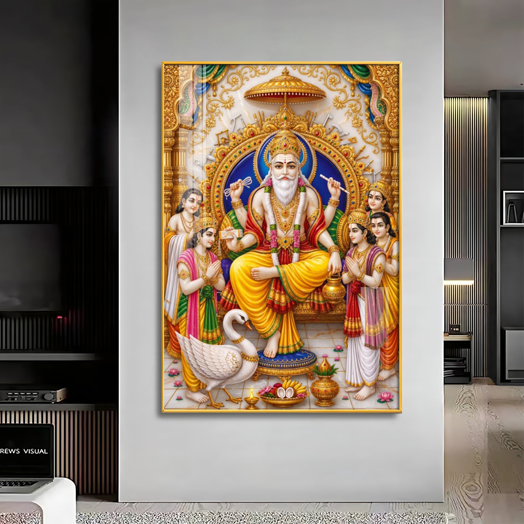 Divine Lord Vishwakarma Premium Acrylic Vertical Wall Art