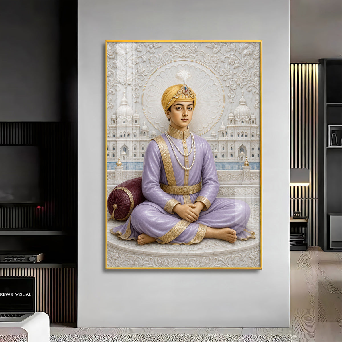 Divine Guru Har Krishan Ji Premium Acrylic Vertical Wall Art