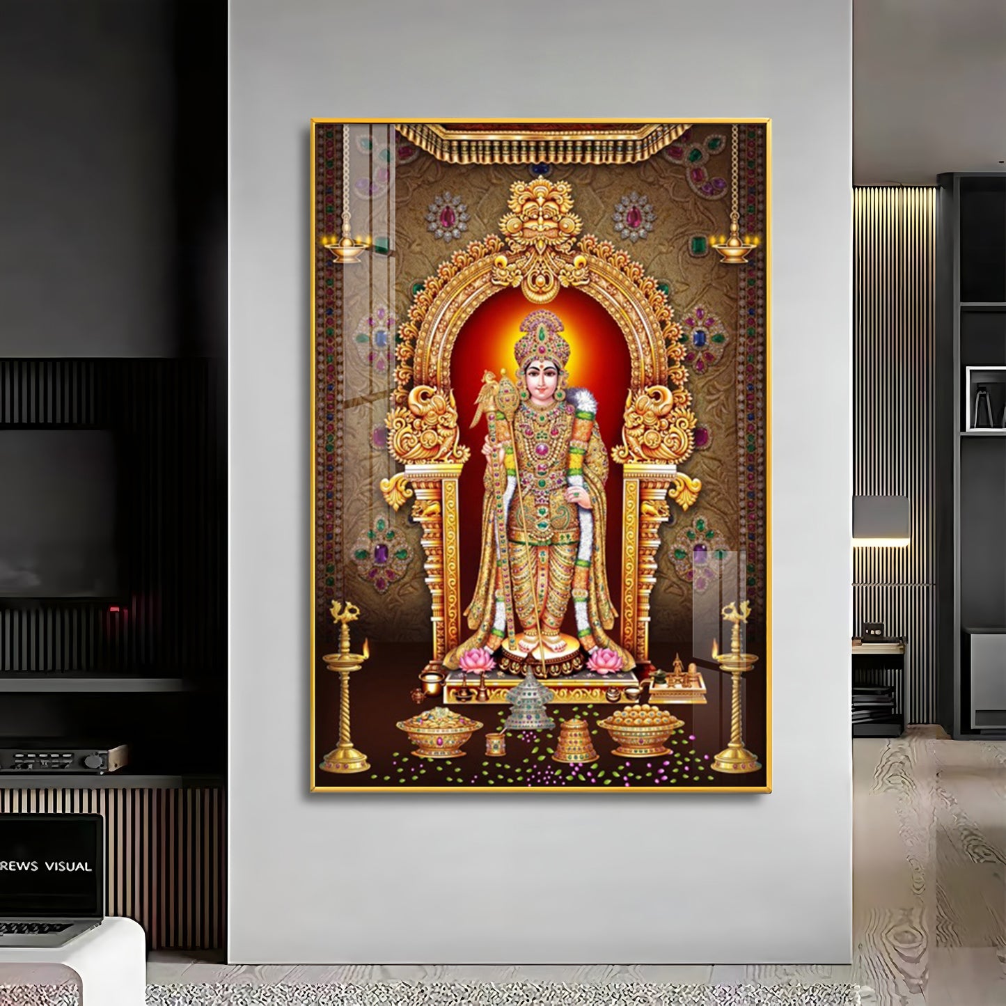 Depicts Lord Murugan Premium Acrylic Vertical Wall Art