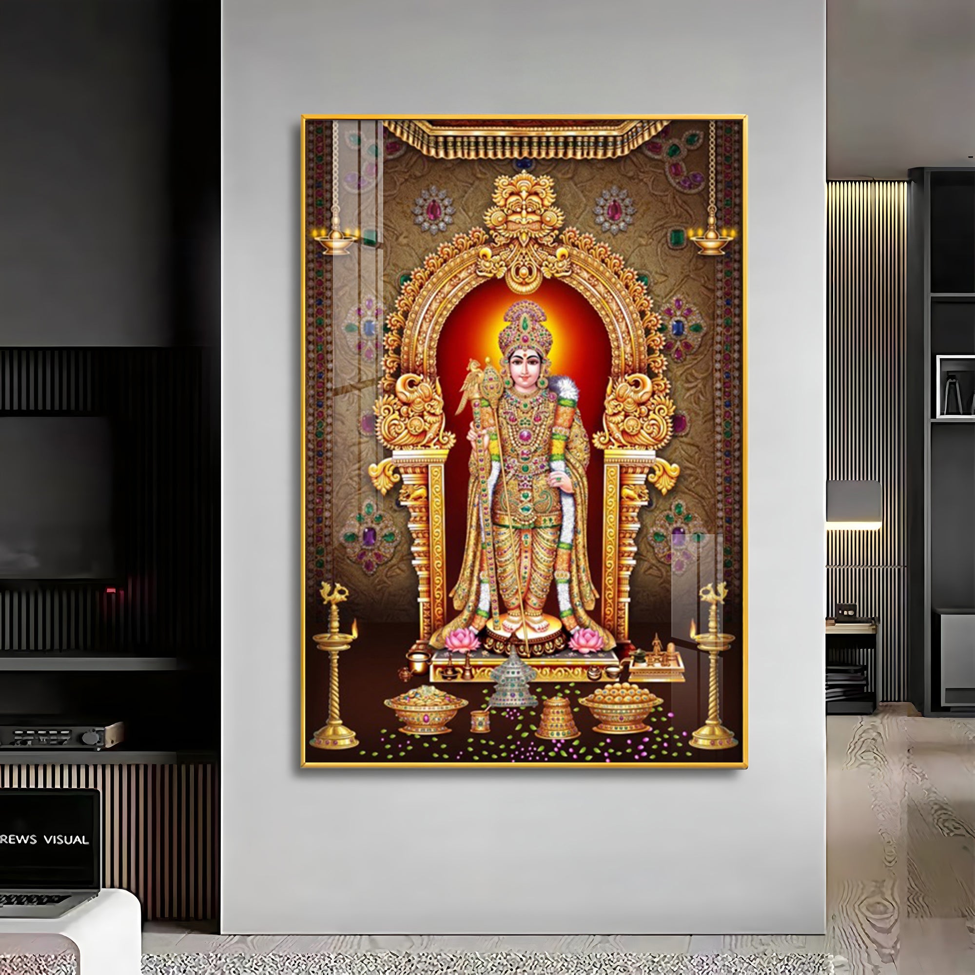 Depicts Lord Murugan Premium Acrylic Vertical Wall Art