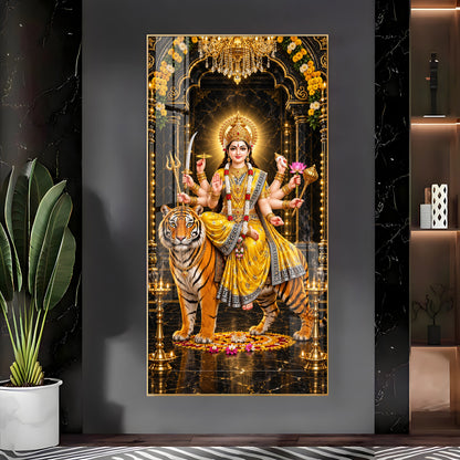 Pitambari Maa Durga Premium Acrylic Vertical Wall Art
