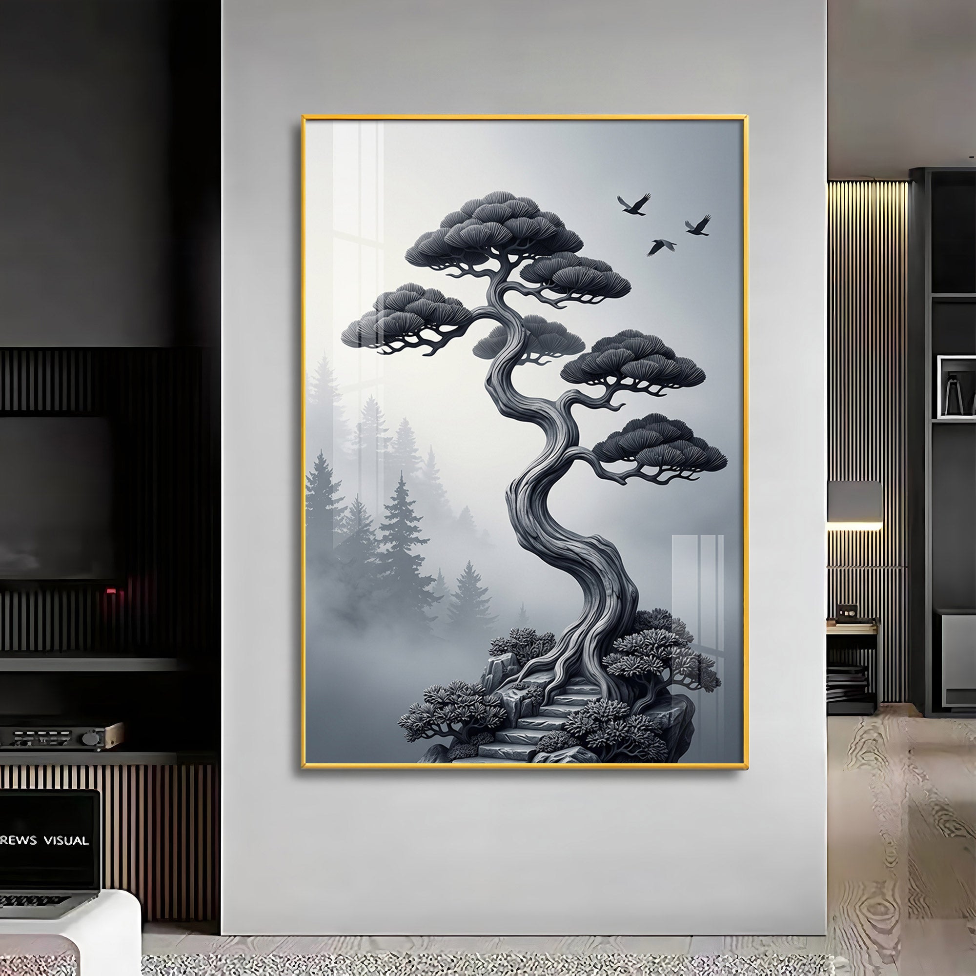 Japanese Bonsai Tree Premium Acrylic Vertical Wall Art
